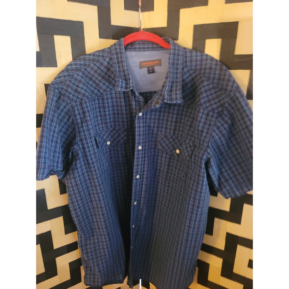 Northwest Territory Plaid Western Shirt Short Sleeve Y2K Pearl Snap XXL